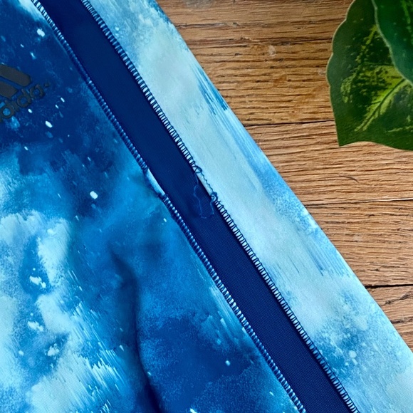 Adidas Climalite Moisture Wicking Capri Gym Blue Abstract Capri Leggings Size S - Picture 6 of 12